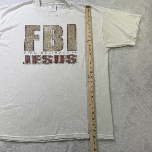 Vintage FBI Firm Believer In Jesus T Shirt XL Jerzees Religious Tee - Picture 5 of 10